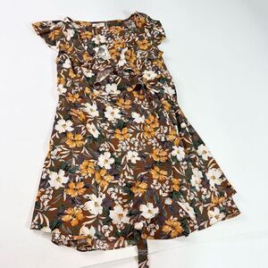 Easel Dress Womens Large Wrap Floral Short-Sleeve Mini A-Line Dress NWT